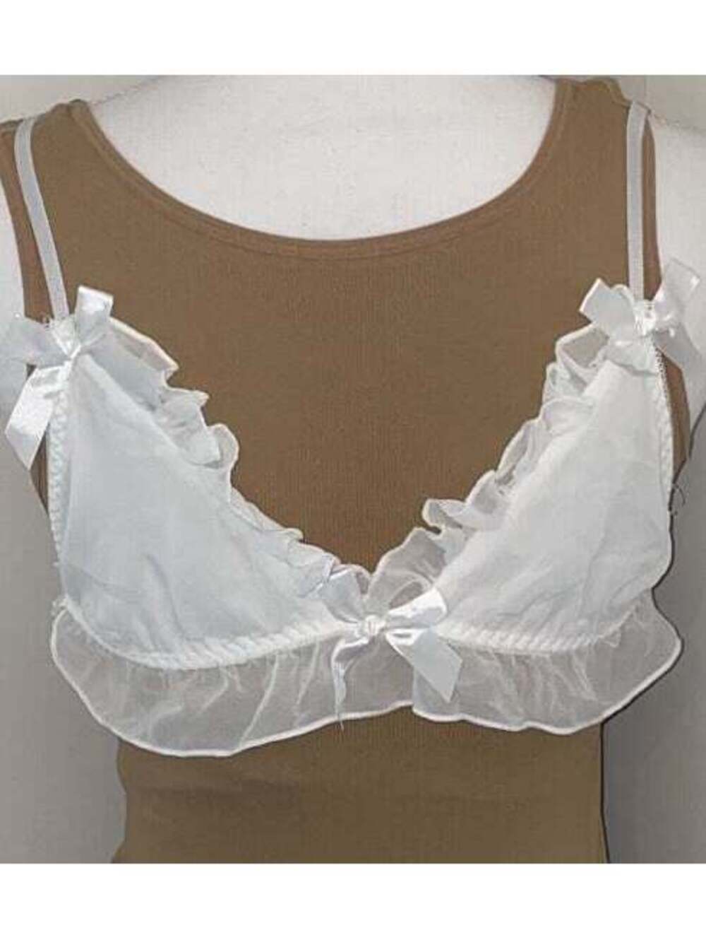 White Ruffle Sexy Lingerie Bra OS One Size